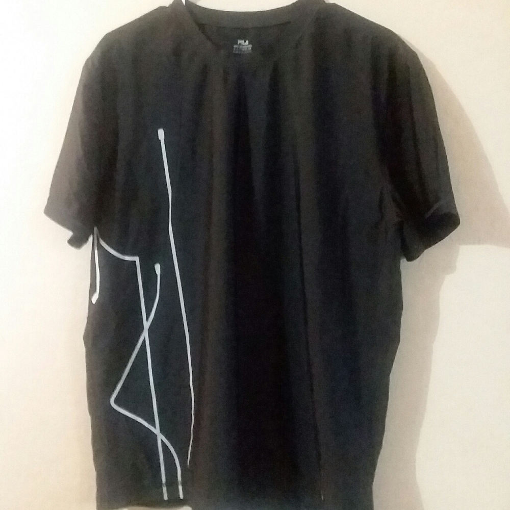 FILA Athletic Men's Short Sleeve Shirt LARGE Black